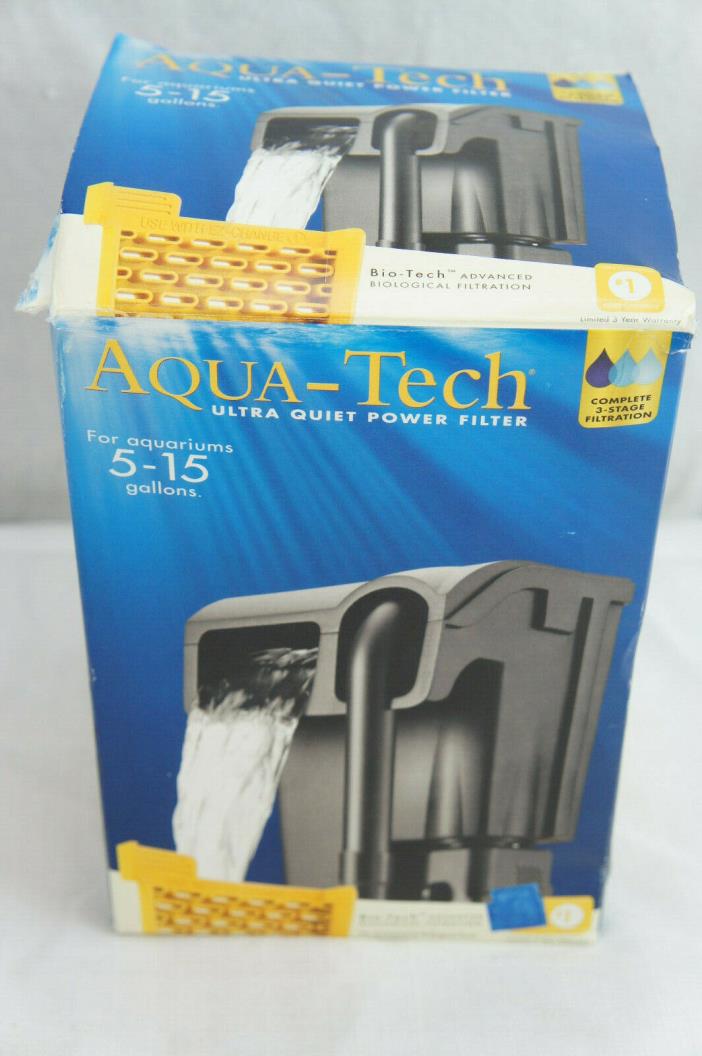 Aqua Tech Ultra Quiet Power Fish Tank Filter For Aquariums 5-15 Gallon Open Box
