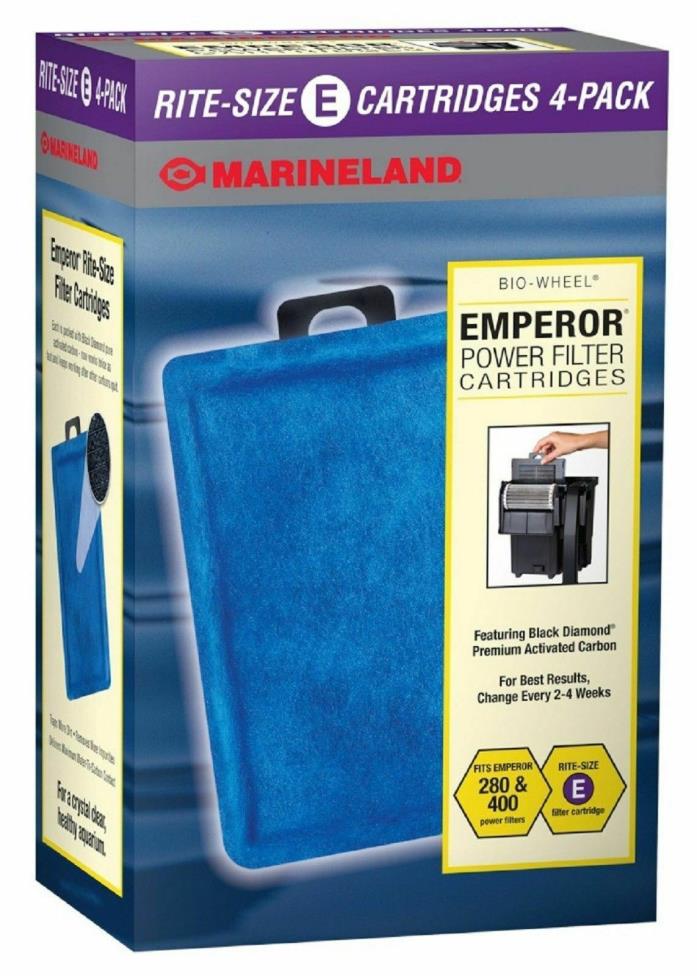 Marineland Emperor Power Filter Rite-Size E Cartridges 4 Pack Genuine OEM