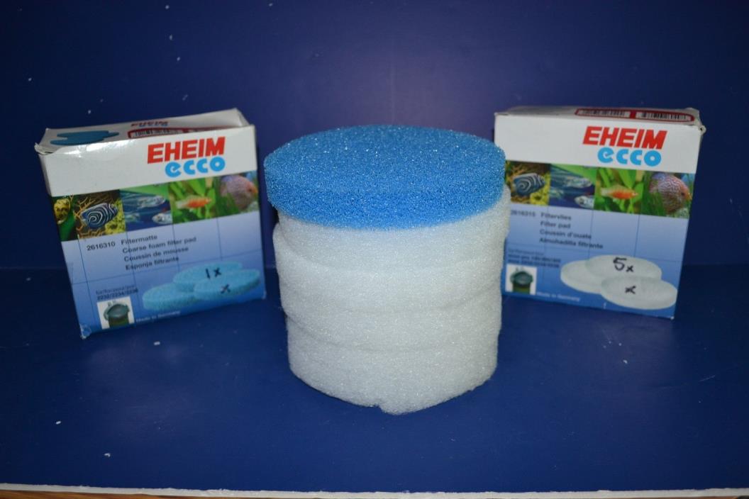 Eheim Ecco, 5 White Filter Pads 2616315 & 1 Blue Coarse Foam Filter Pad 2616310