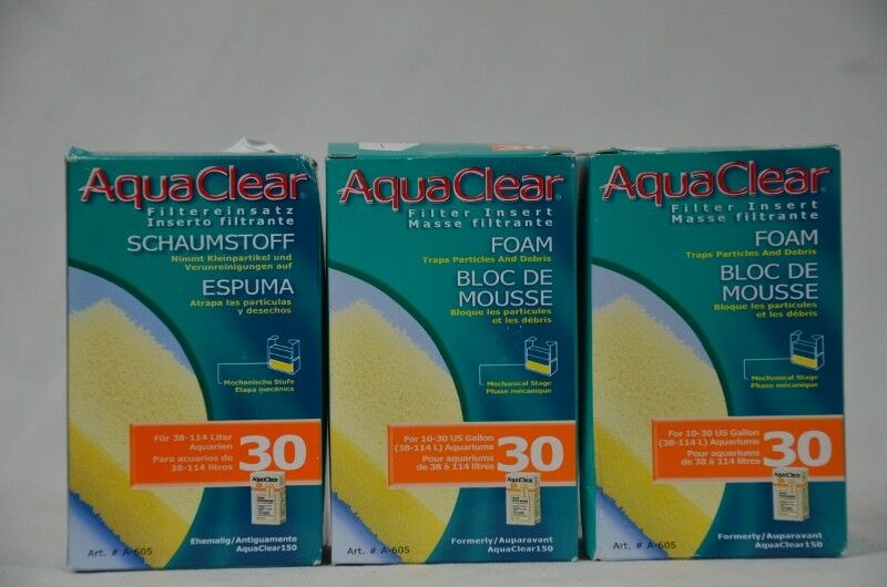 Aqua Clear 30 Foam Filter Inserts for 10.3 US Gallon Fish Tanks Hagen Auparavant
