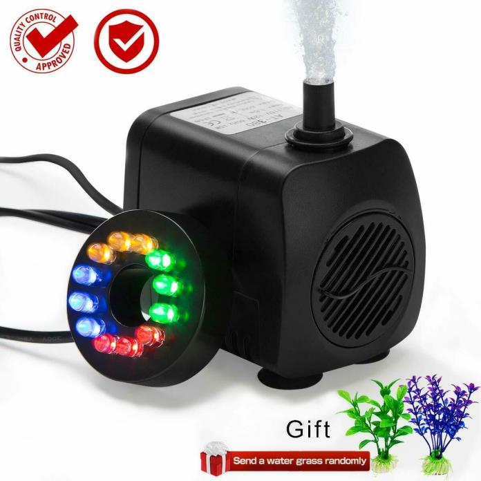 Submersible Aquarium Water Pump 12 Color Pond Fountain LED Lighting Kit