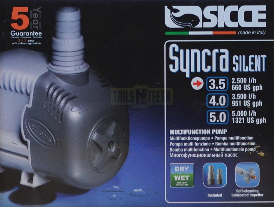 Sicce Syncra Silent MultiFunction Pump 3.5 2,500l/h - Wet or Dry Applications