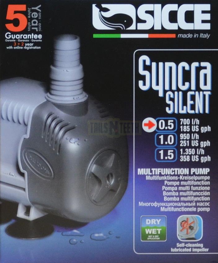 Sicce Syncra Silent MultiFunction Pump - 0.5 700l/h - Wet or Dry Applications