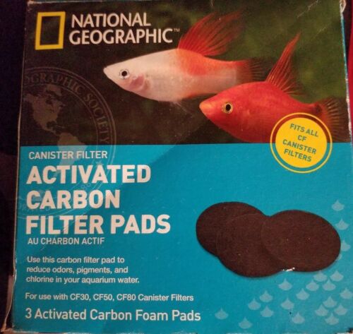 National Geographic Canister Filter 3 Activated Carbon Foam Pads - NEW, A1