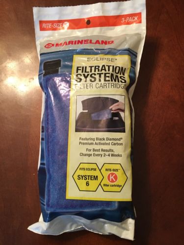 MARINELAND ECLIPSE SYSTEM 6 RITE-SIZE K FILTER  CARTRIDGE 3 PACK.