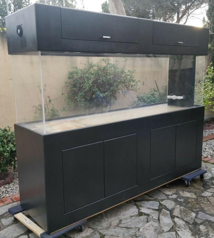 300 Gallon Peninsula Acrylic Fish Reef Tank Aquarium + Stand + Canopy