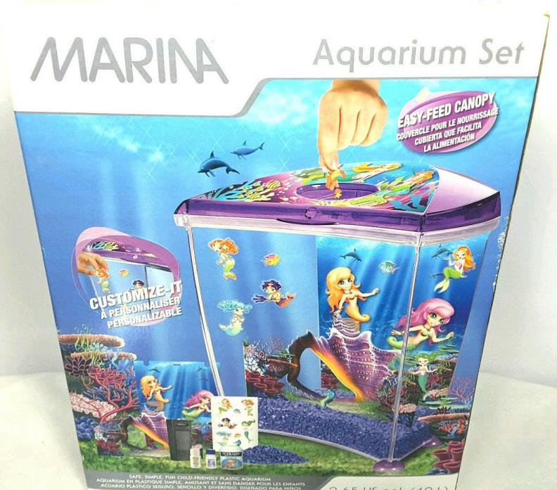 Marina 2.65 Gallon Aquarium Kit Fish Tank Starter Set NEW Mermaid theme Purple