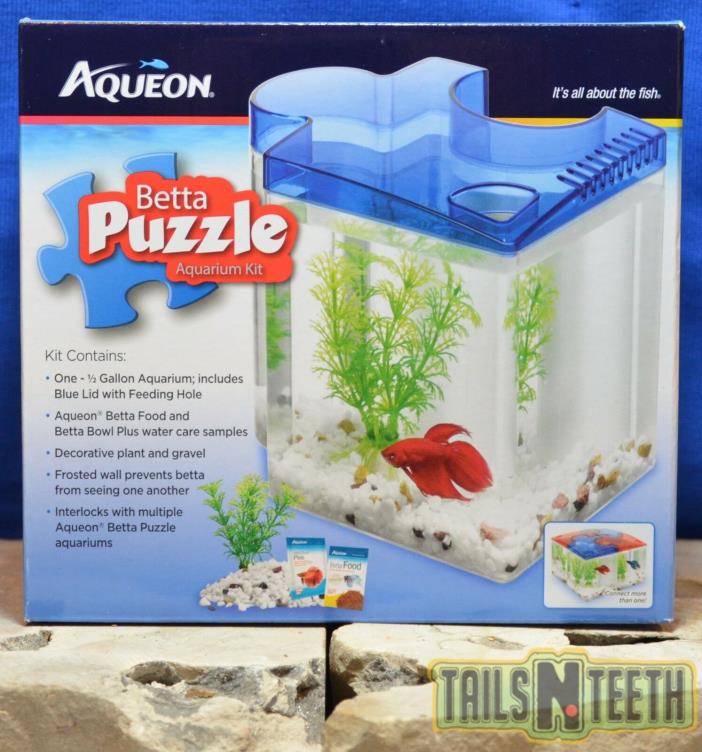 Aqueon Betta Puzzle Aquarium Kit - Interlocking Betta Aquarium - BLUE