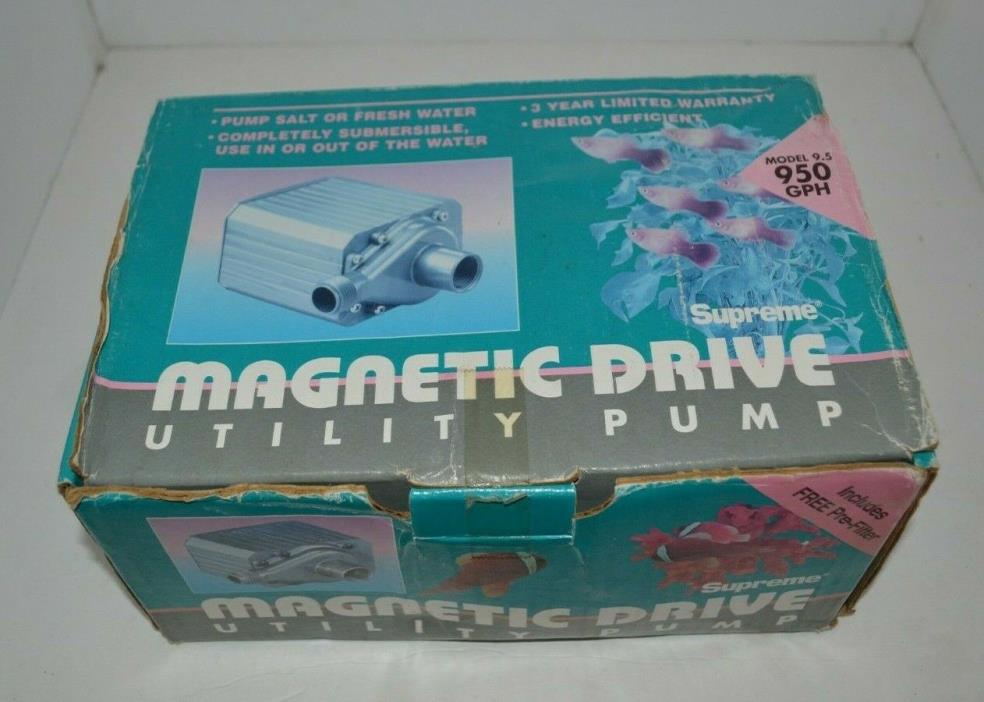 Supreme Magnetic Drive Utility Pump MODEL 9.5 950 GPH Pond Waterfall (6765)