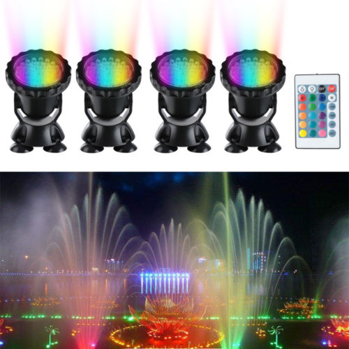 Lot Submersible 36 LED Pond Spot Light Underwater Pool Fountain IP68+Remote 2019