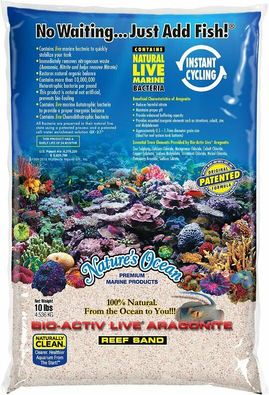 Nature's Ocean Bio-Activ Live Aragonite Saltwater Aquarium Sand, Samoa Pink, 10-