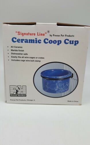 Signature Line Prevue Chicken Bird Ceramic Coop Food Bowl Cup Marble White
