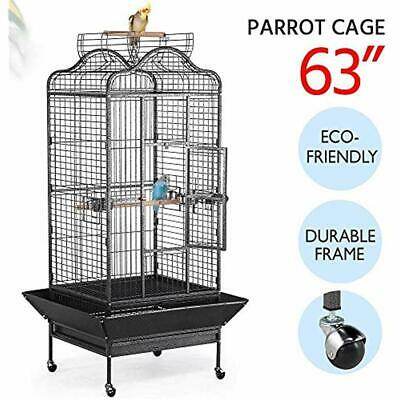 Wrought Iron Rolling Extra Large Open Playtop Bird Cage For Mini Macaw Cockatoo
