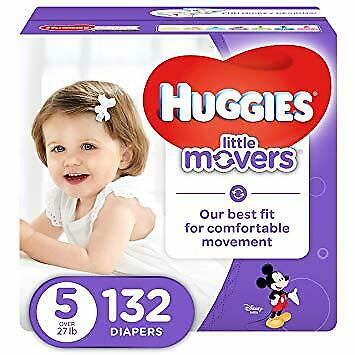 HUGGIES LITTLE MOVERS Active Baby Diapers, Size 5 (fits 27+ lb.), 132 Ct, ECONO