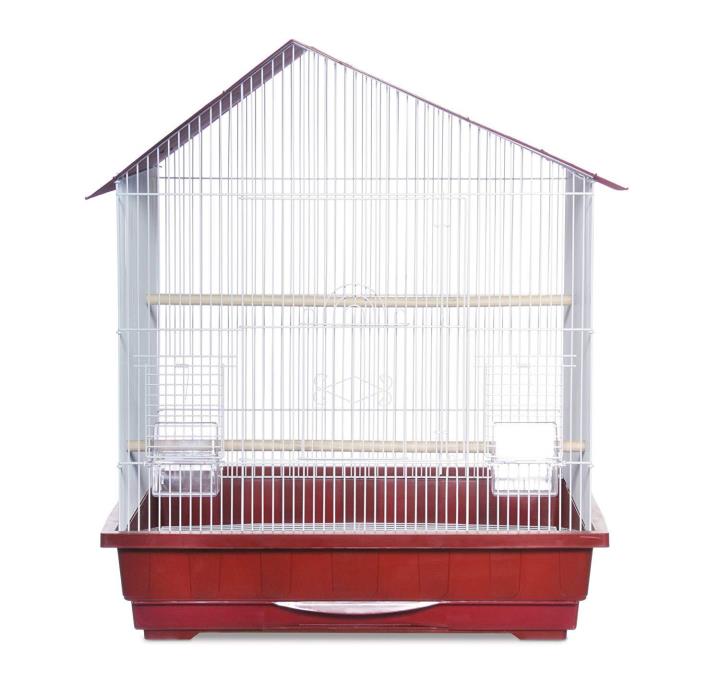 Prevue Pet Products Offset Roof Cockatiel Cage, Red and White