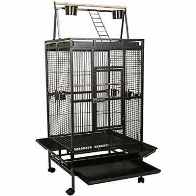 Bird Cage Large Play Top Parrot Finch Macaw Cockatoo Pet Supplies Black