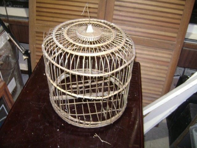 VTG GOLD Dome Top Wood Bird Cage HANDMADE for Hanging