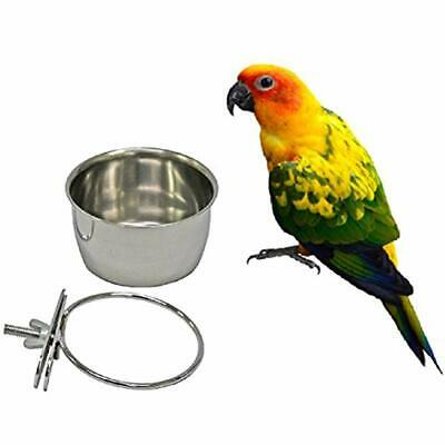 Bird Feeders Parrot Feeding Cups Cage Hanging Bowl Stainless Steel Perches Play