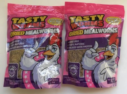 1 Lb. Dried Mealworms By Tasty Worms Nutrition, Two 8 oz. Bags