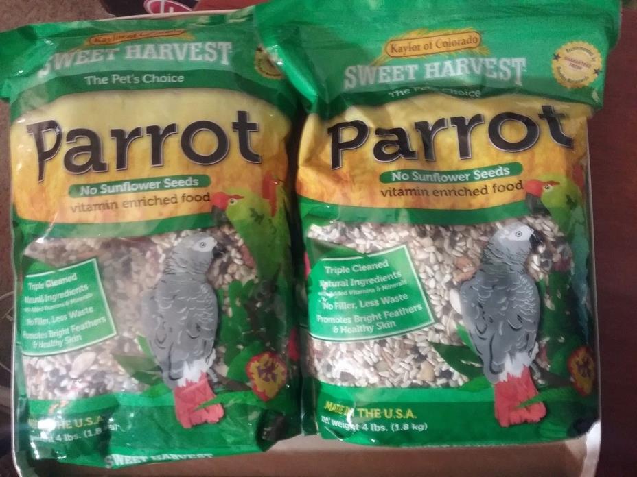 2 Sweet Harvest Parrot Bird Food (WithOut Sunflower Seeds) 4lb. Each = 8 Pounds
