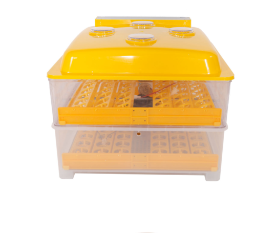 96-Egg Practical Peep Hole Fully Automatic Poultry Incubator Set US Plug Yellow