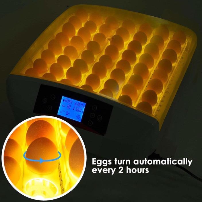Chicken Egg Hatcher Digital Automatic 56 Eggs Incubator Turning Bird LED Candler
