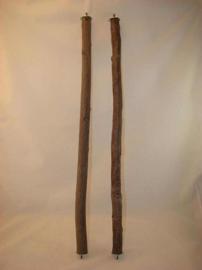 Wood Bird Perches Set of 2 Single Branch  with Hardware 24