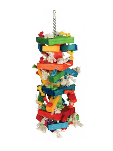 Parrot Toy Macaw Cockatoo XL Knots-N-Blocks 8 x22 In Preen And Condition Beak