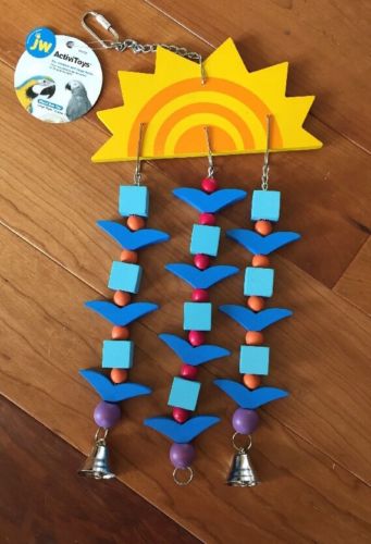 New Bird Toy Med-Large Bird~Wood & Bells SunToy Tripple~Insight Products 21”x 8”