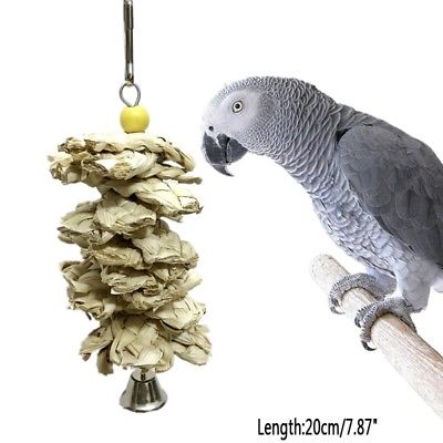 Pet Natural Grass Weaving Gnawing String Birds Parrot Chew Bells Funny Toys