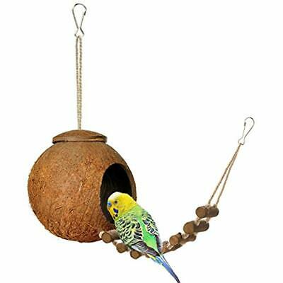 Niteangel Ladders 100% Natural Coconut Hideaway With Ladder, Bird And Small Toy