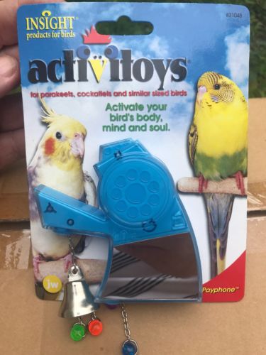 ActiviToys Parakeet Cockatiel Bird Toy From Insight Mirror Bell Red Blue Yellow