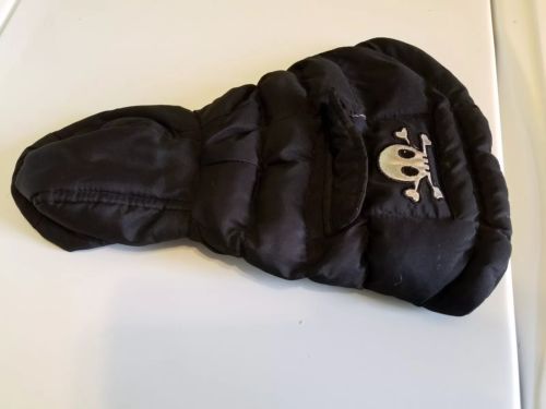 Bret Michaels cat puffer coat jacket black rock goth skull silver size XS dog