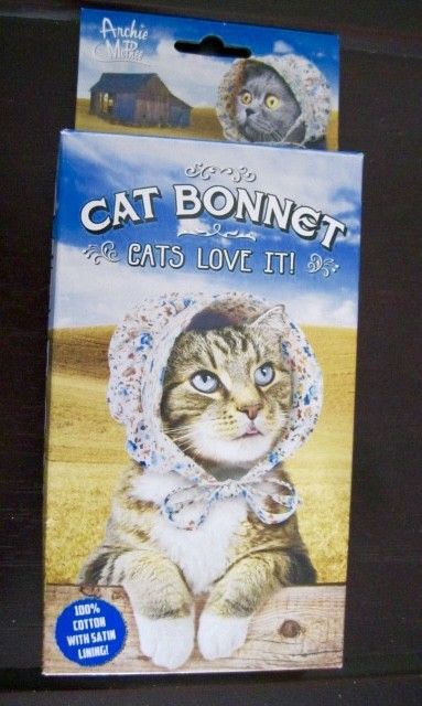 New CAT BONNET -100% cotton with satin lining, by Archie McPhee - CATS LOVE IT!