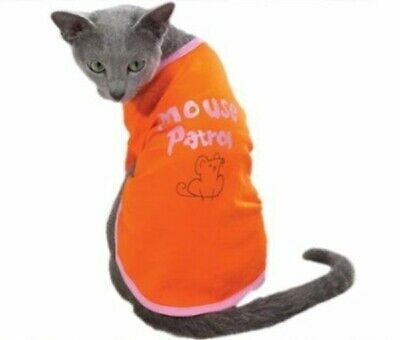 Casual Kitty NWT Orange MOUSE PATROL FASHION HUMOR PET CAT TEE SHIRT ~ Small