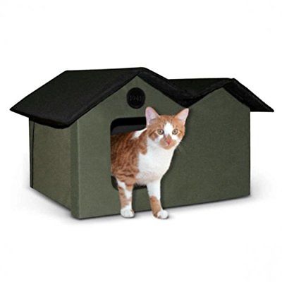 KOutdoor Heated Kitty House Extra-Wide Unheated Water-resistant Durable