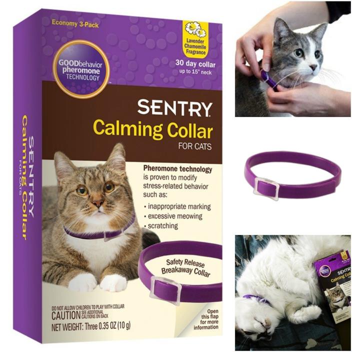 Sentry Calming Collar For Cats Travel Shock Behavior All Age No Side Effect