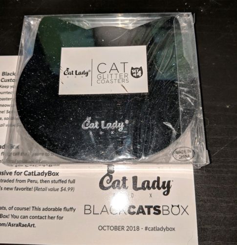 New Cat Lady Box Black Cat Coasters