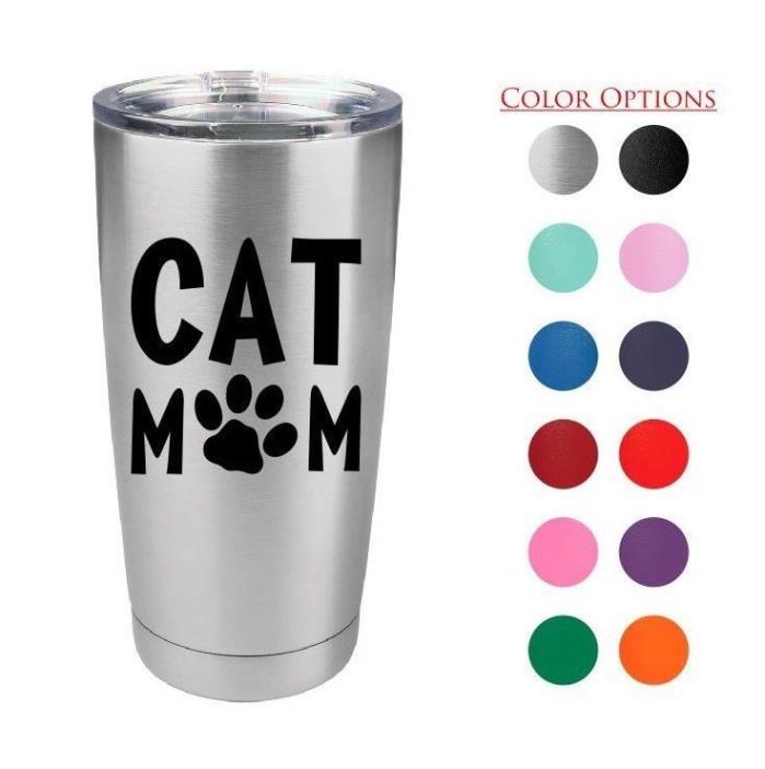 Cat Mom Insulated Tumbler, Laser Engraved, Yeti Style