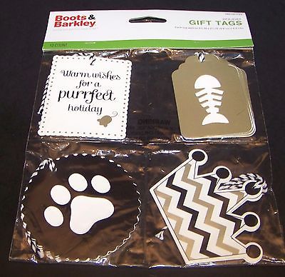 Boots & Barkley Cat Christmas Gift Tags Kitty Set of 12 Holiday Paw Print Fish