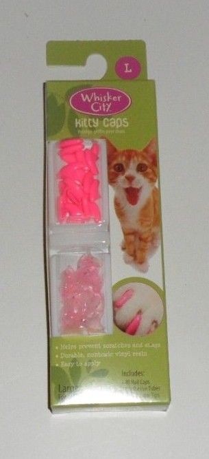 Whisker City Kitty Caps Cat Nail Caps 40 Pink & Pink Polka Dots LARGE Free Ship