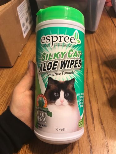 Espree Animal Products Silky Cat Aloe Wipes - 50 Count - Cleans and Conditions