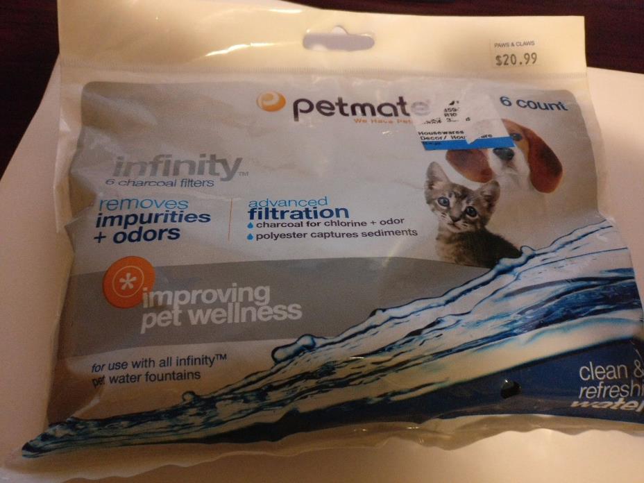 Petmate Replendish Replacement Charcoal Filter (1 package = 6 filters total) NEW