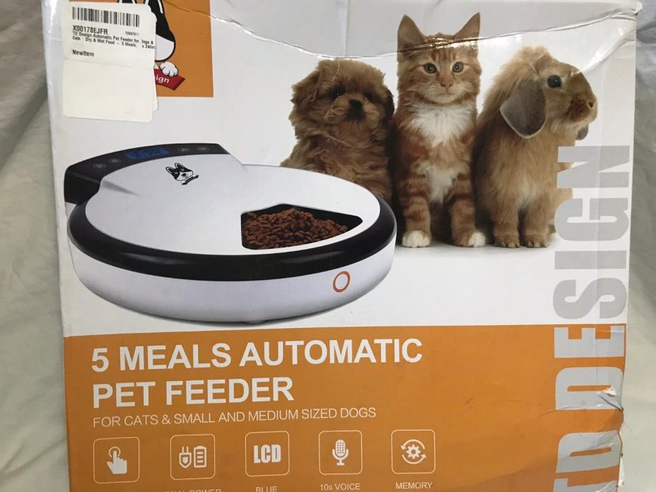 5 Meal Automatic Pet Feeder for Cats, Small/Medium Size Dogs, New In Box