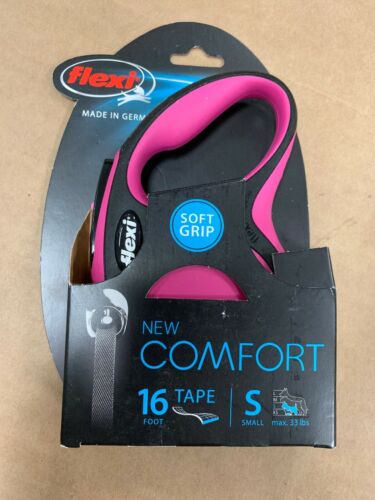 Flexi New Comfort Retractable Dog Leash (Tape), 16 ft, Small, Pink