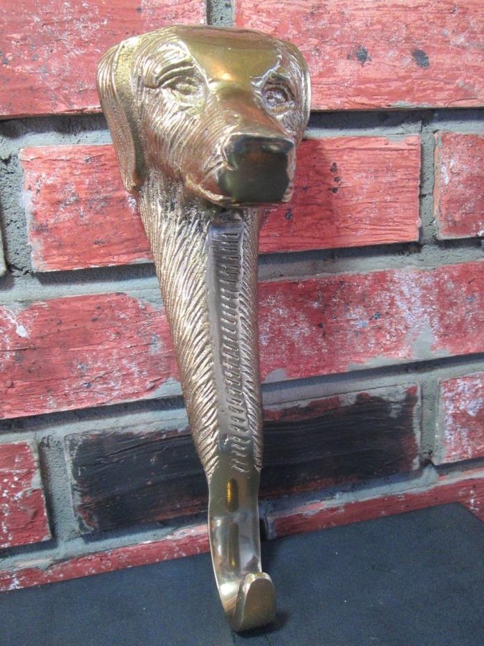 Bright Brass Labrador Retriever Dog Leash Coat Hook Wall Mount 10