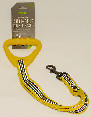 MOD - Reflective Anti Slip DOG LEASH Yellow Blk Silver sz Large 48 in *BRAND NEW