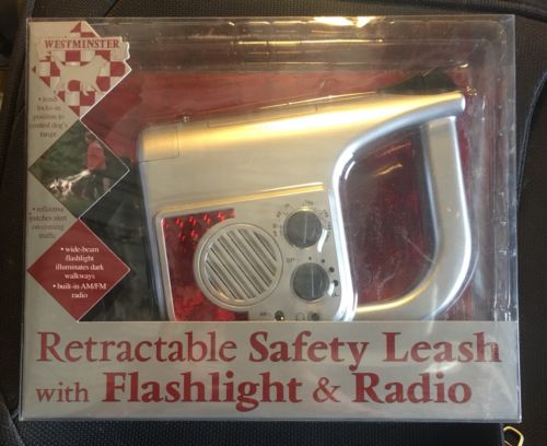 Retractable Safety Leash with Flashlight & Radio Westminster up to 100 Lbs New