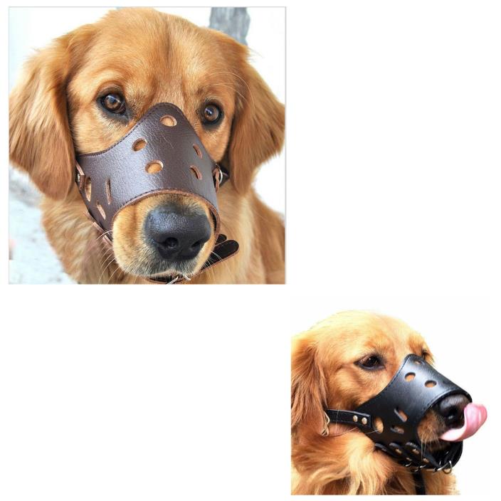 Small/Medium/Large Dog Muzzle Leather Stop Barking Masks Bark Collar