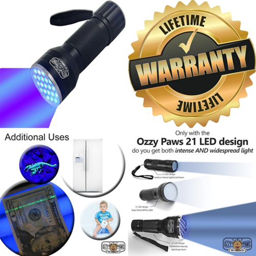 UV Flashlight Brightest BLACK Light 21 LED Pet Urine Detector Best At Detecting